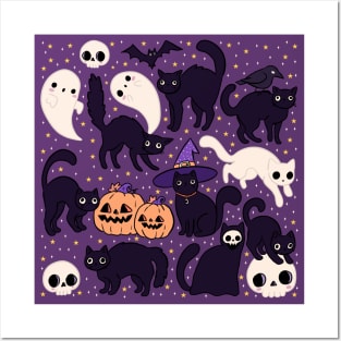 Cute halloween black cats Posters and Art